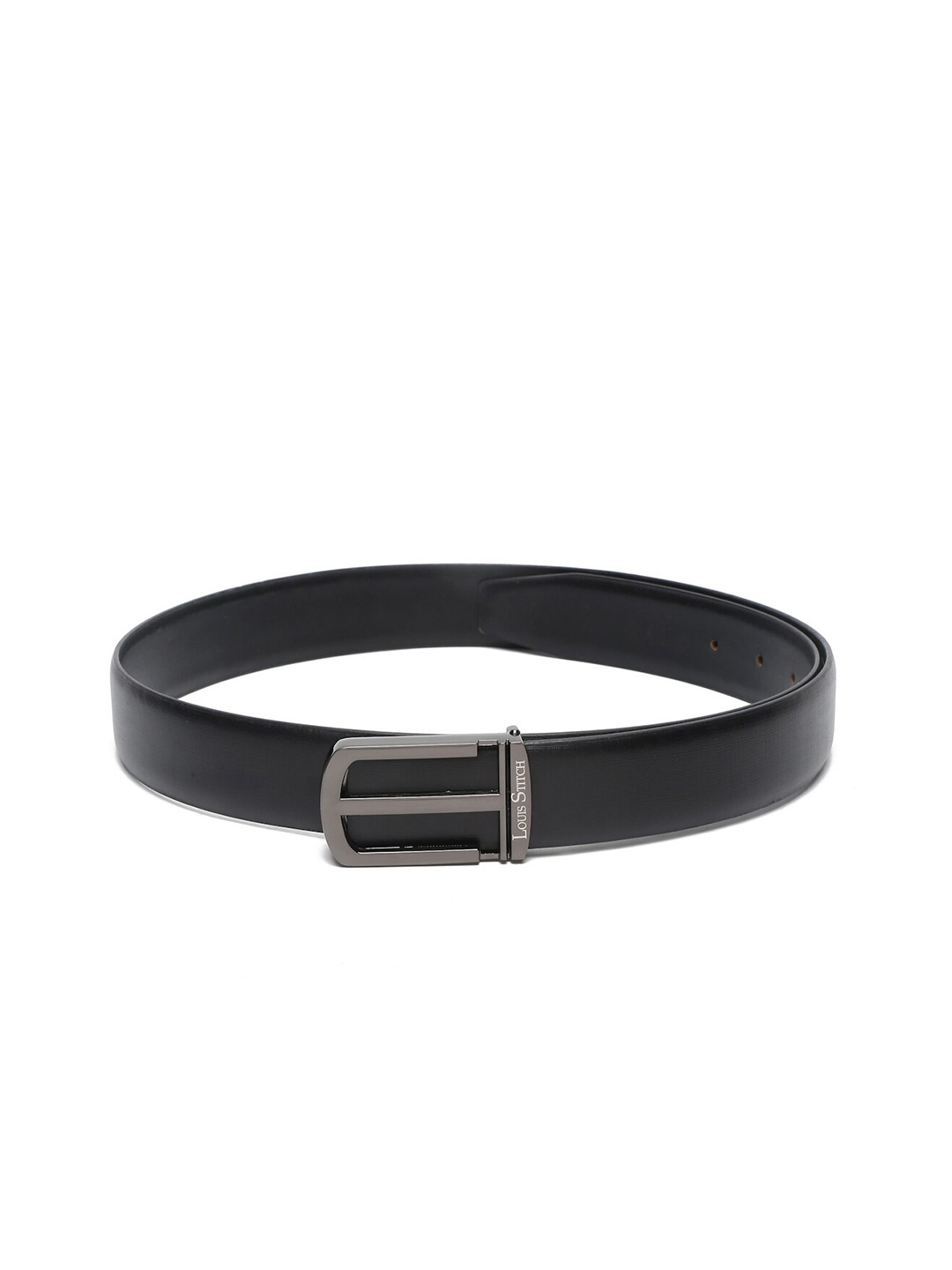

LOUIS STITCH Men Black Leather Formal Belt