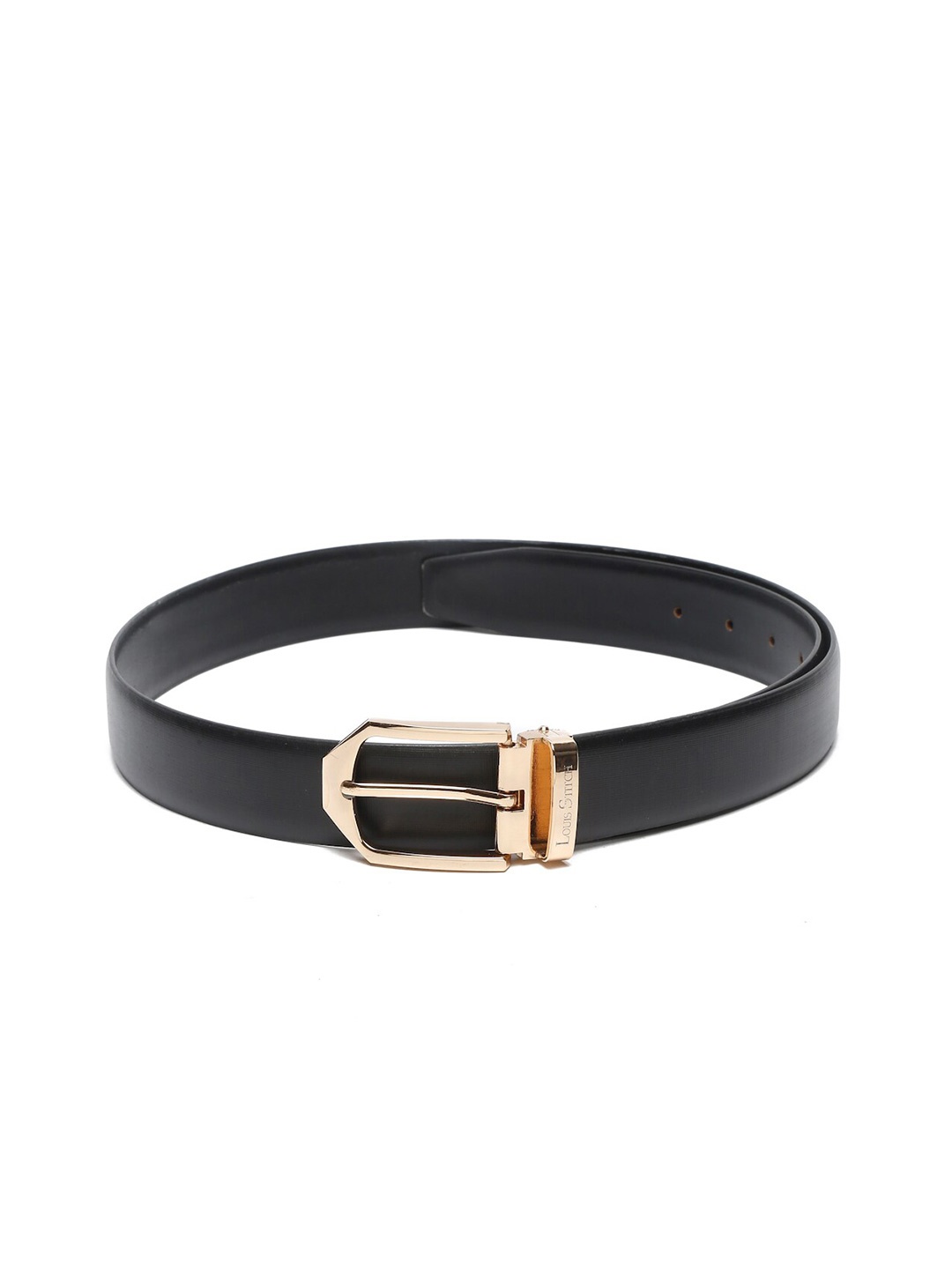 

LOUIS STITCH Men Black Leather Formal Belt