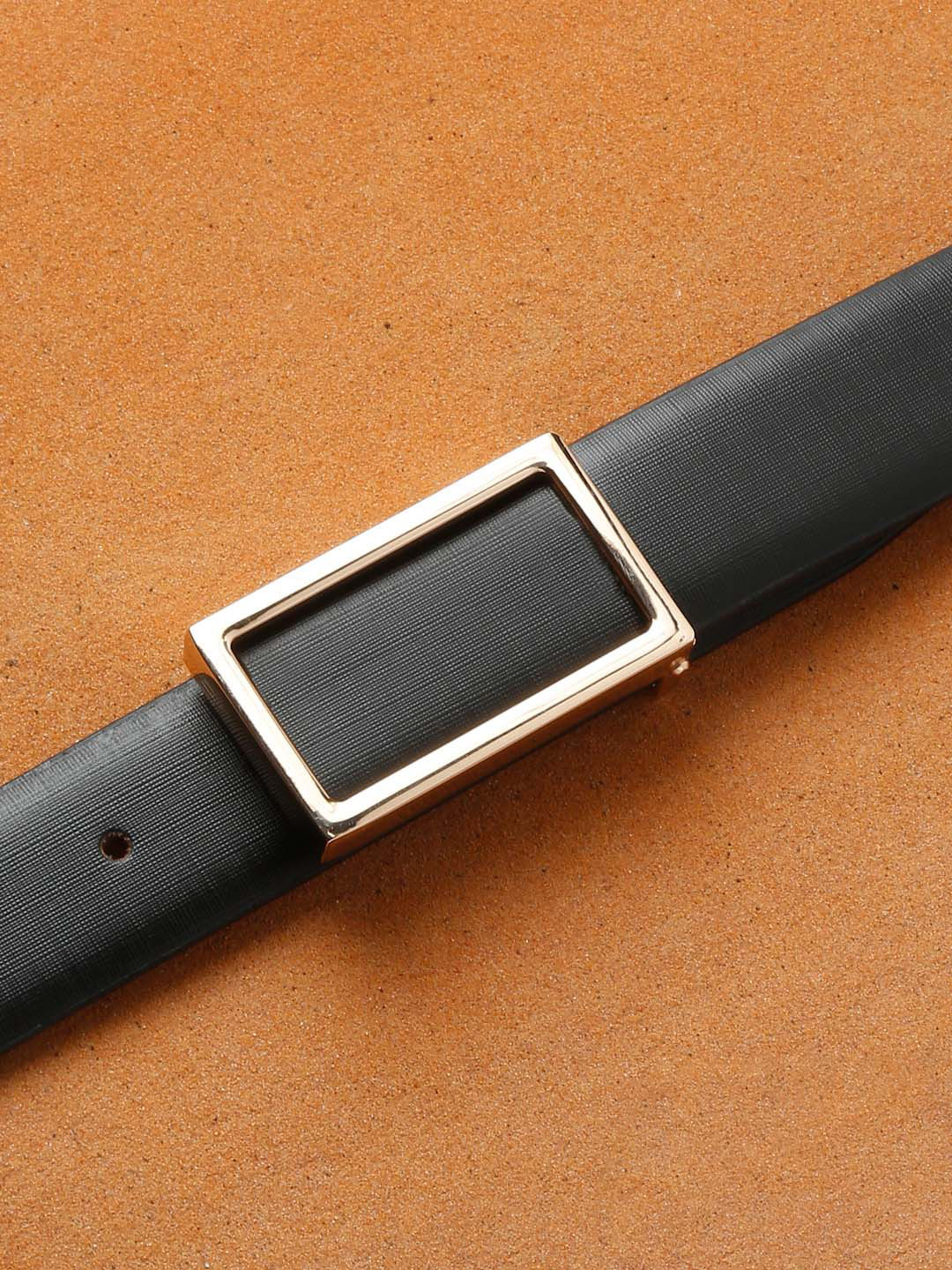 

LOUIS STITCH Men Black Leather Formal Belt