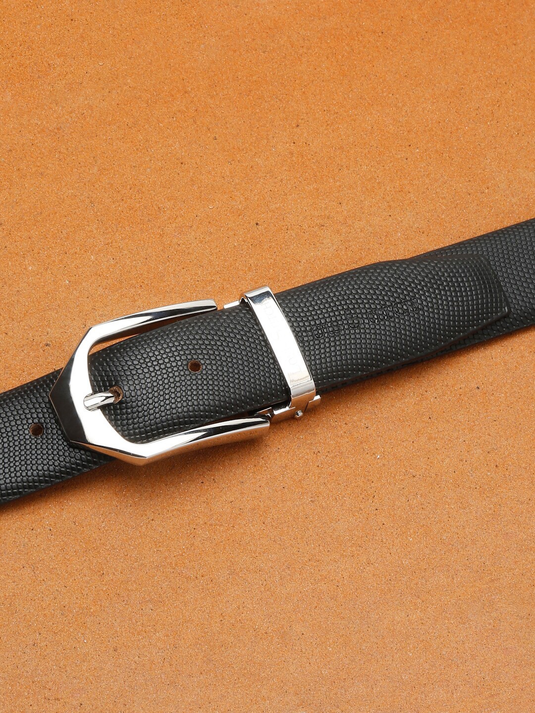 

LOUIS STITCH Men Black Leather Formal Belt