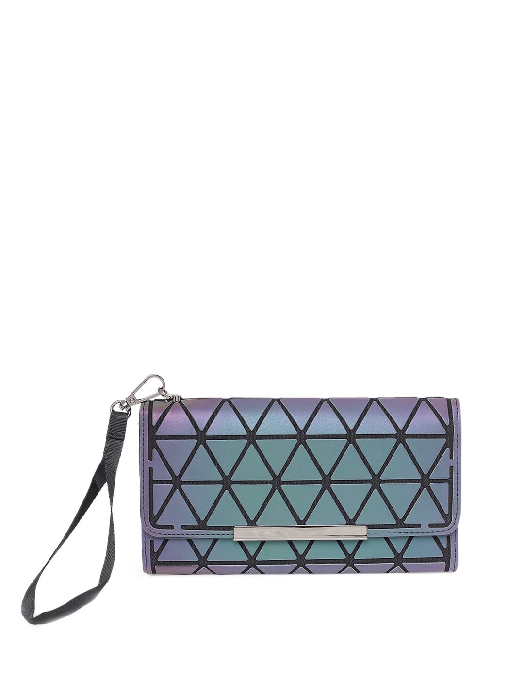 

BAOMI Women Grey Geometric PU Three Fold Wallet