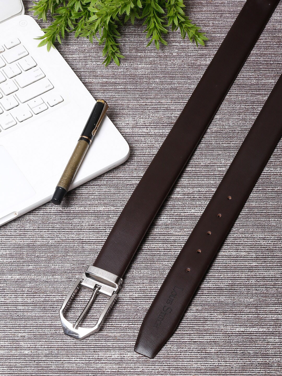 

LOUIS STITCH Men Brown Leather Solid Formal Belt