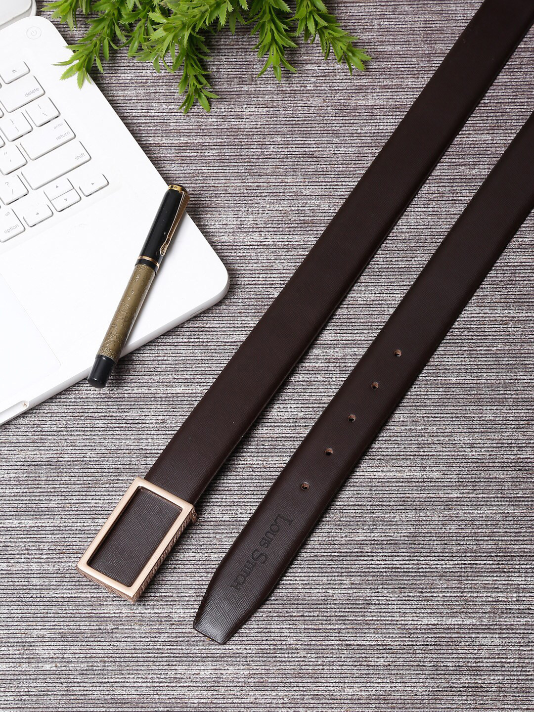 

LOUIS STITCH Men Brown Leather Formal Belt