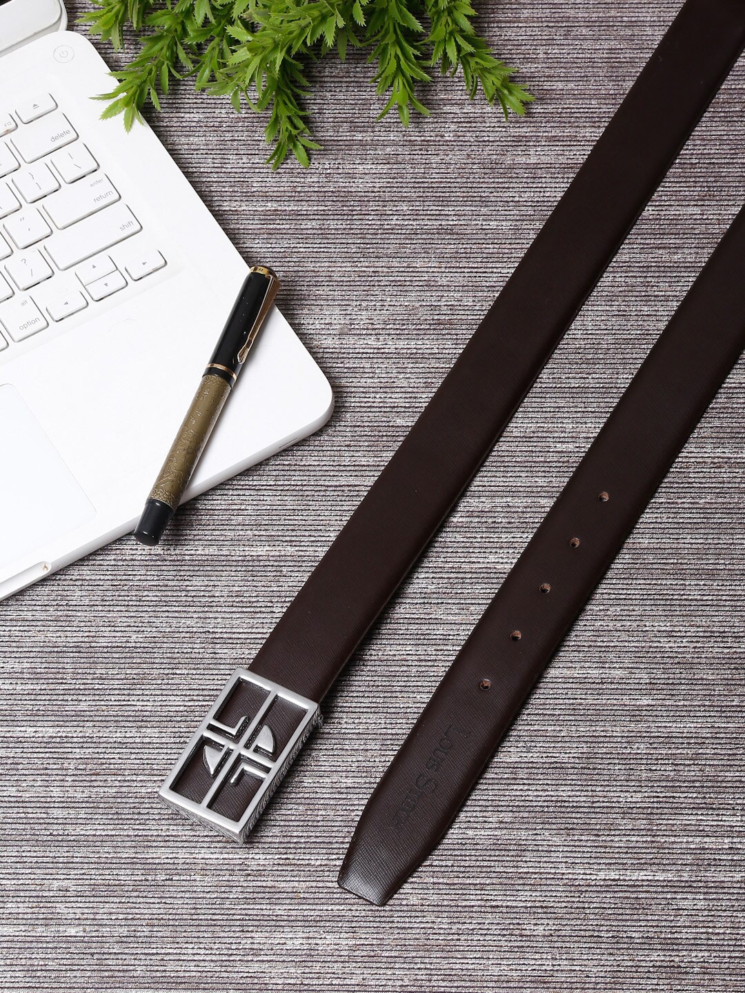 

LOUIS STITCH Men Brown Leather Formal Belt