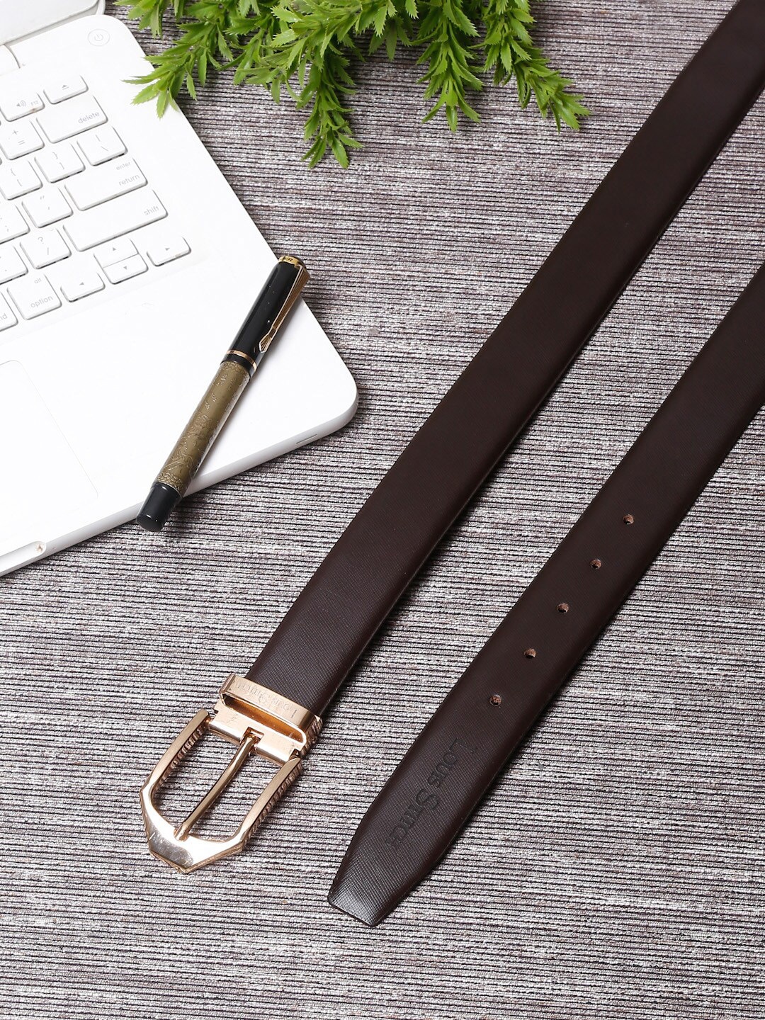 

LOUIS STITCH Men Brown Leather Formal Belt