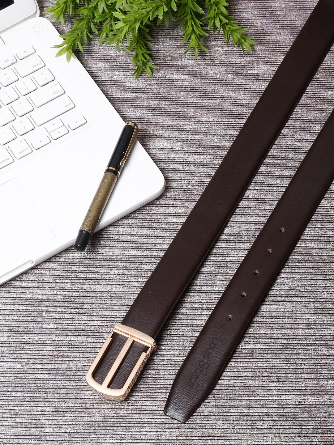

LOUIS STITCH Men Brown Leather Formal Belt