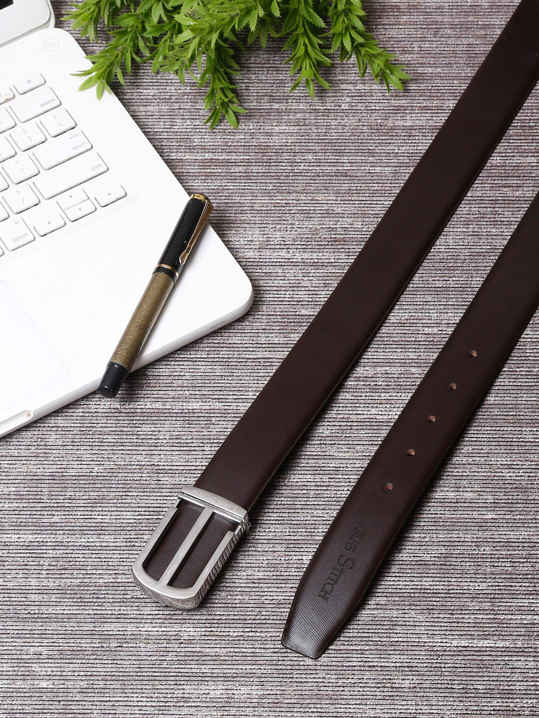 

LOUIS STITCH Men Brown Leather Formal Belt