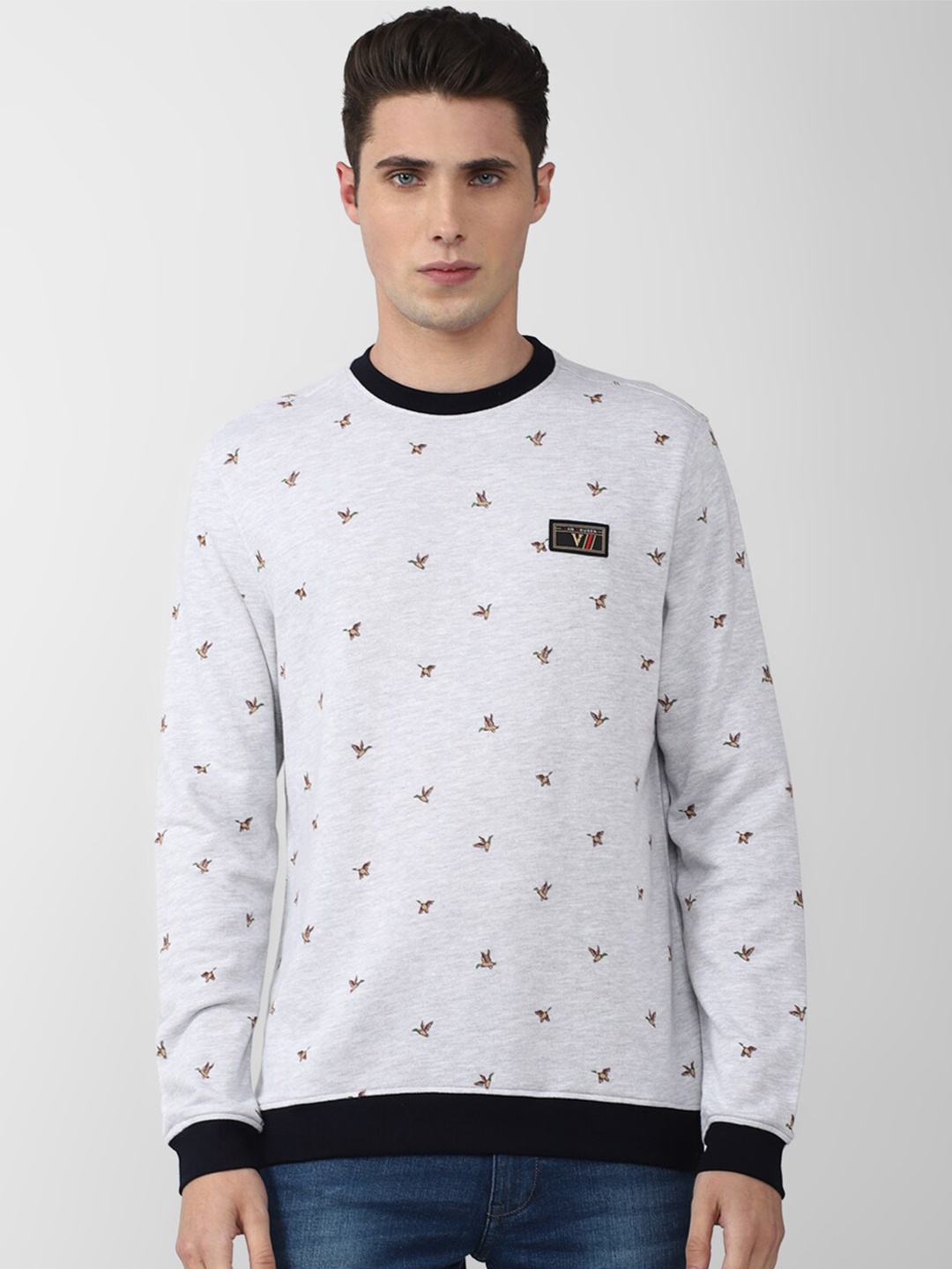 

Van Heusen Sport Men Grey Melange Printed Sweatshirt