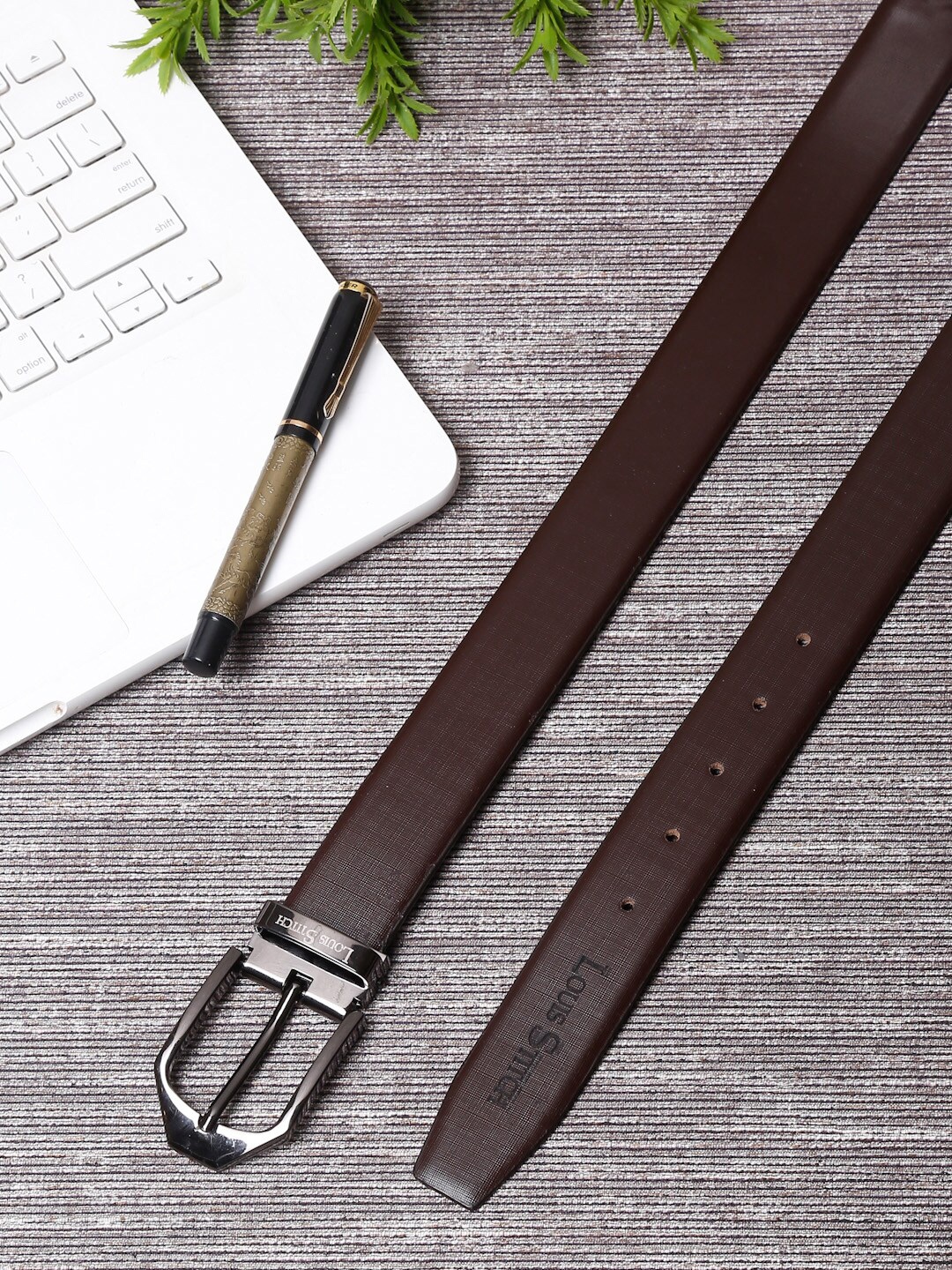 

LOUIS STITCH Men Brown Leather Formal Belt