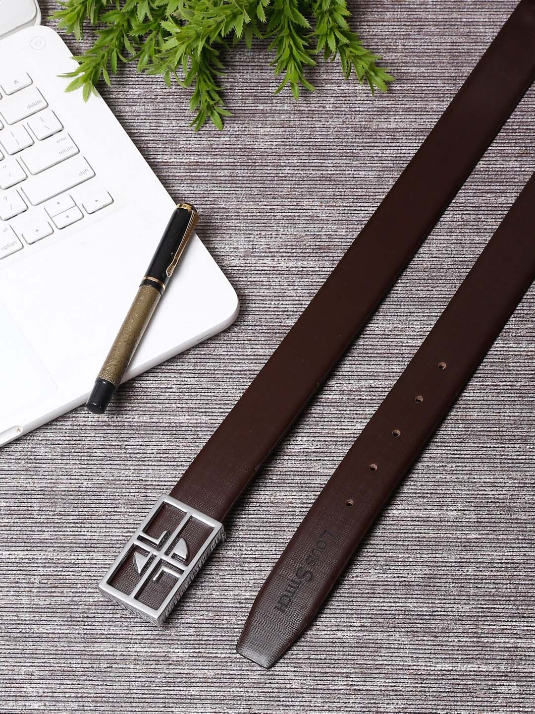 

LOUIS STITCH Men Brown Leather Formal Belt