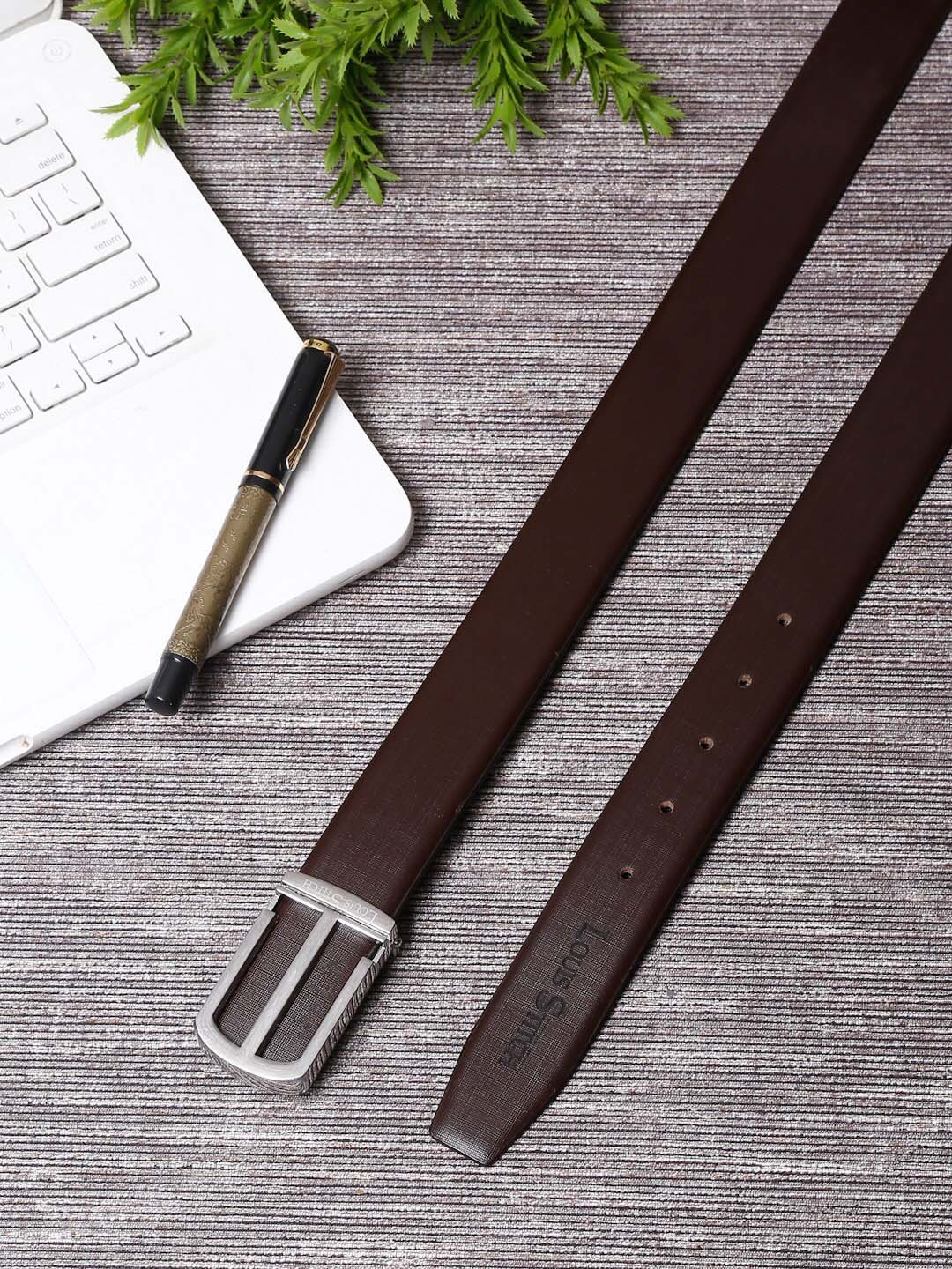 

LOUIS STITCH Men Brown Leather Formal Belt