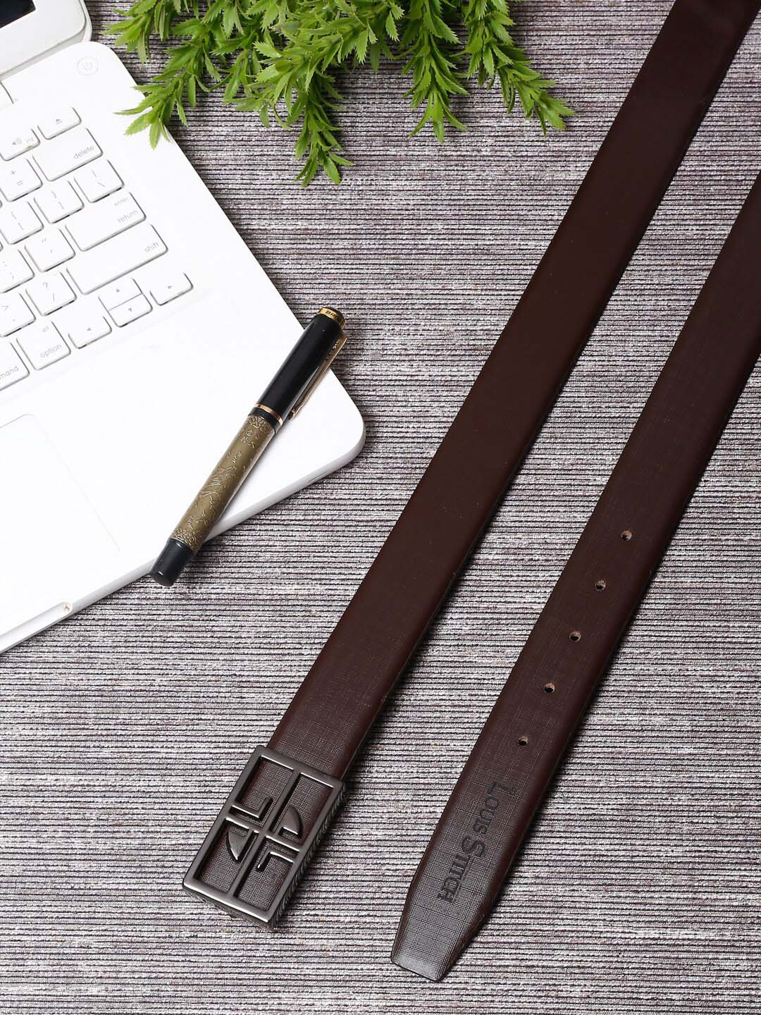 

LOUIS STITCH Men Brown Leather Formal Belt