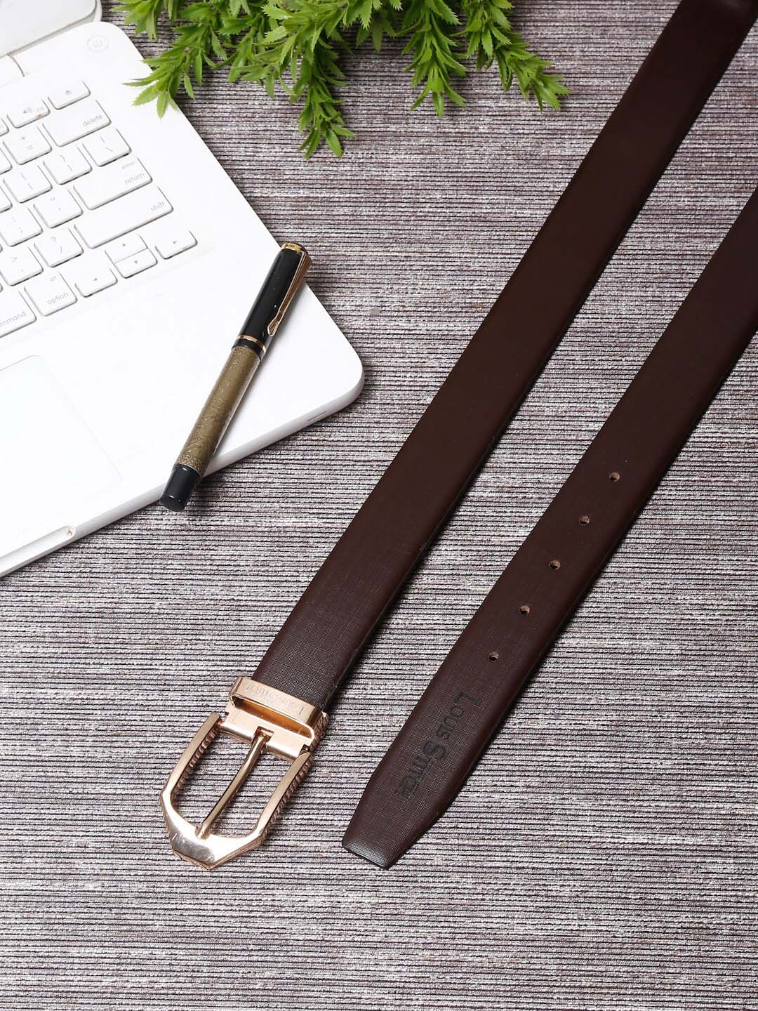 

LOUIS STITCH Men Brown Leather Formal Belt