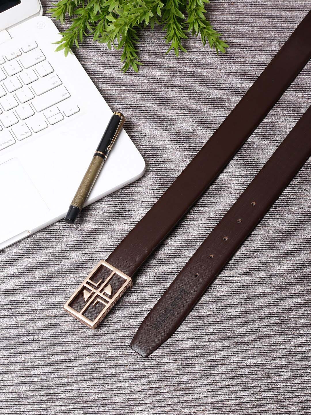 

LOUIS STITCH Men Brown Leather Formal Belt