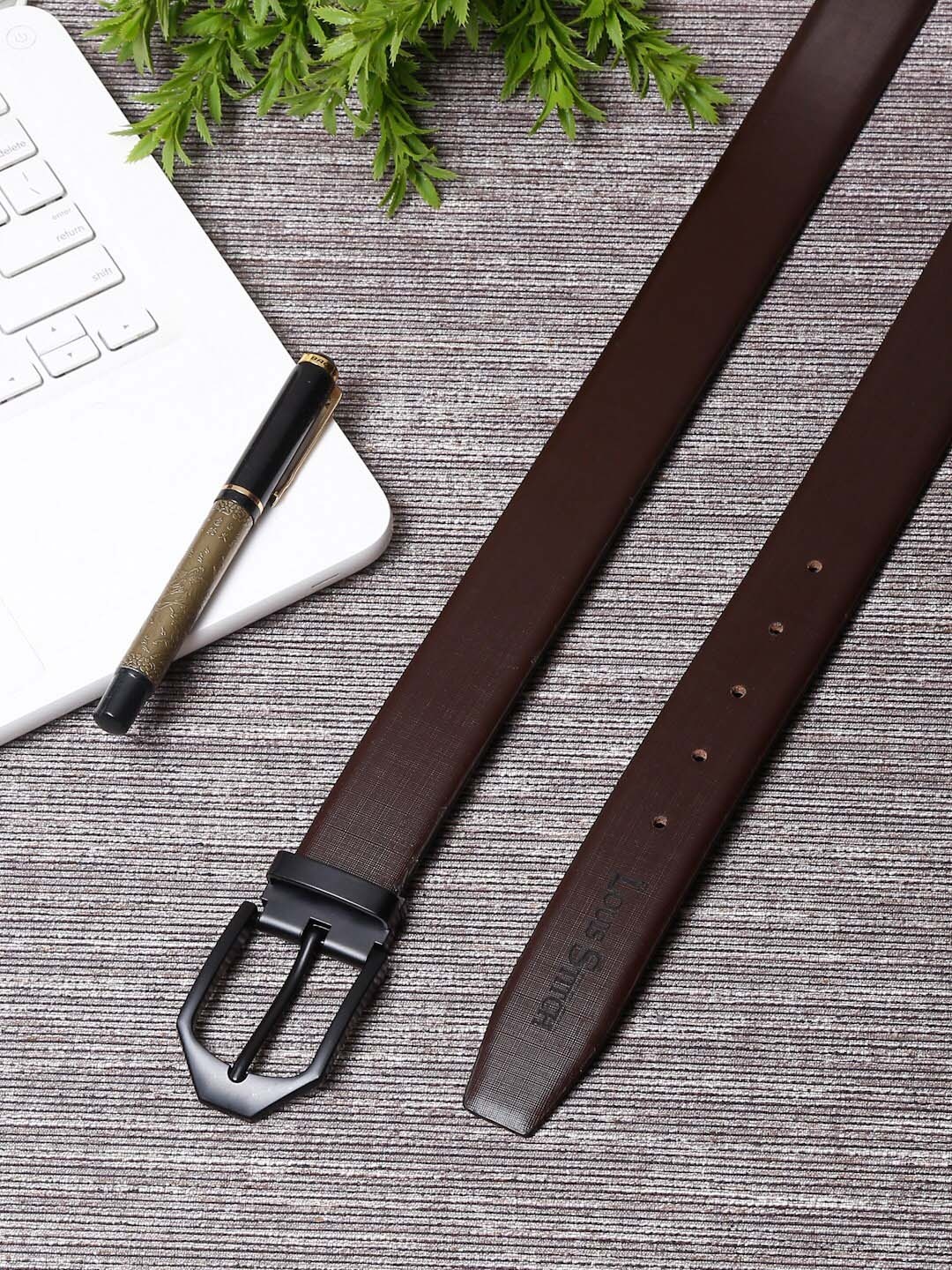 

LOUIS STITCH Men Brown Leather Formal Belt