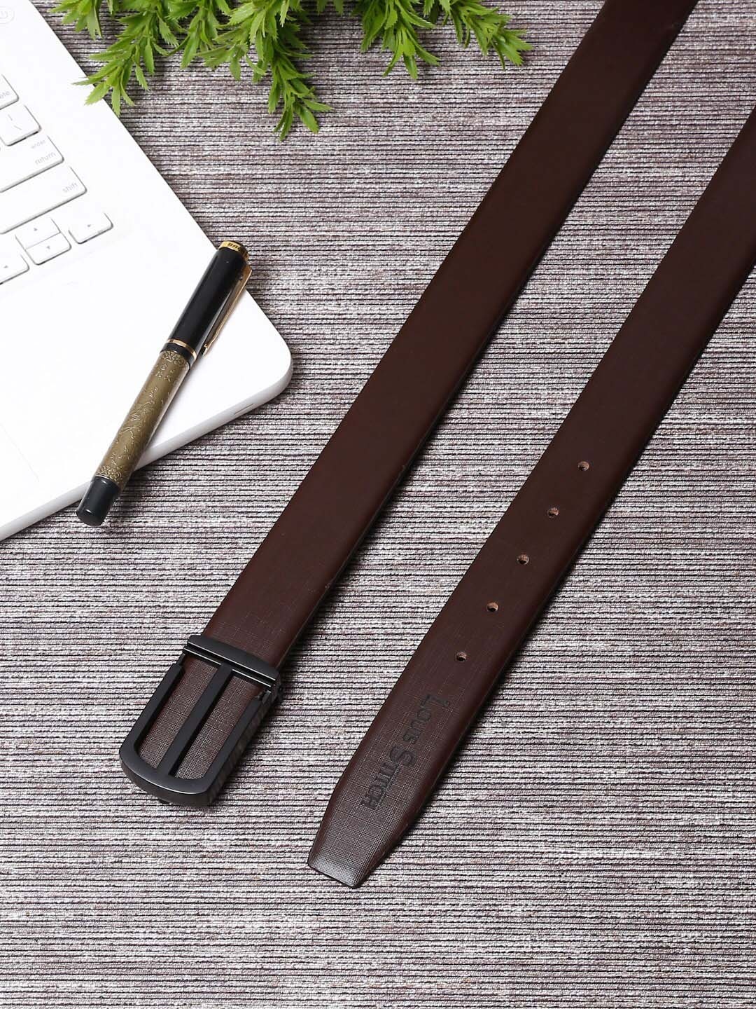 

LOUIS STITCH Men Brown Leather Formal Belt