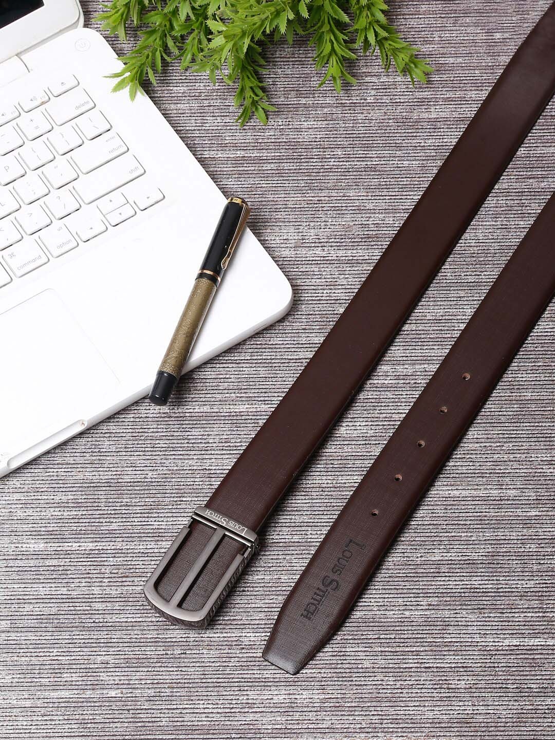 

LOUIS STITCH Men Brown Leather Formal Belt