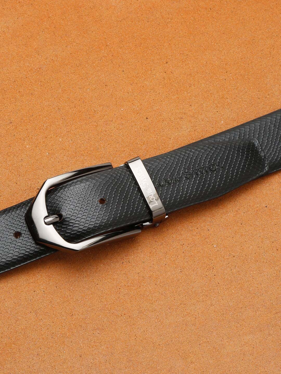 

LOUIS STITCH Men Black Leather Formal Belt