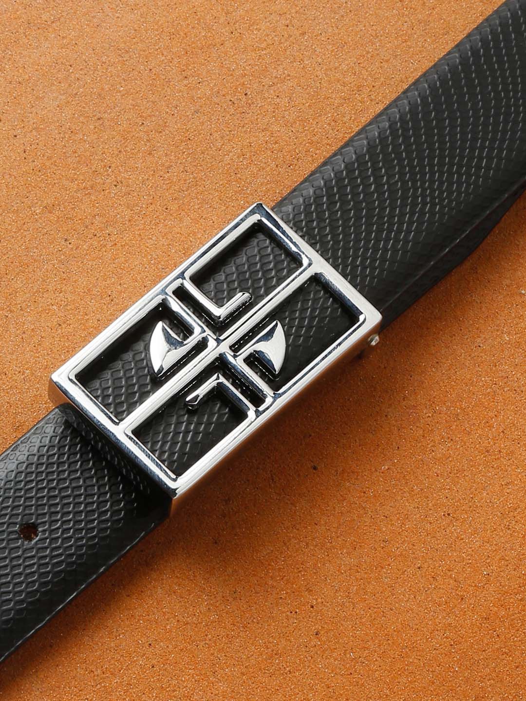 

LOUIS STITCH Men Black Leather Formal Belt