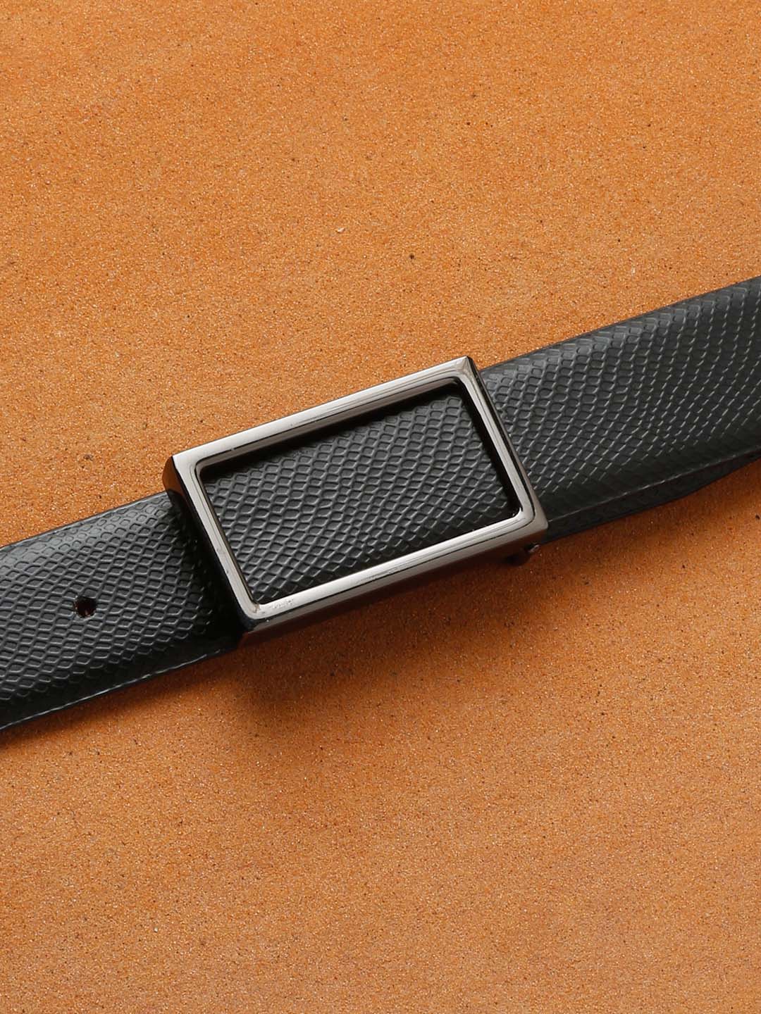 

LOUIS STITCH Men Black Textured Leather Formal Belt