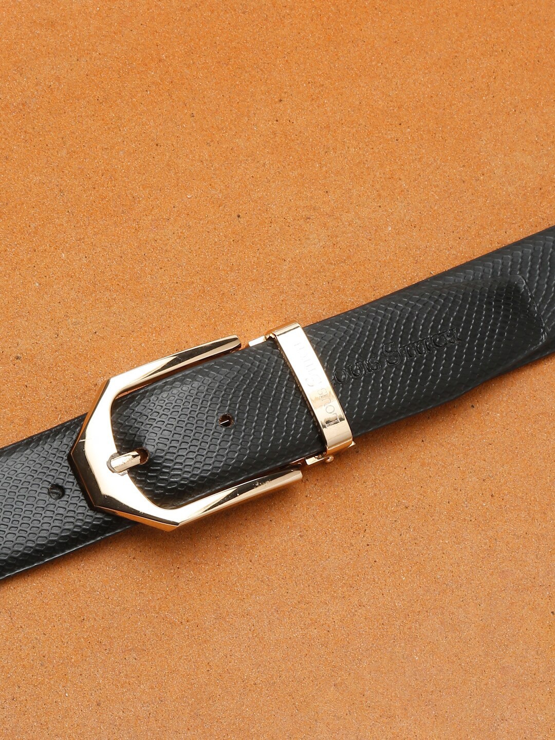 

LOUIS STITCH Men Black Leather Formal Belt