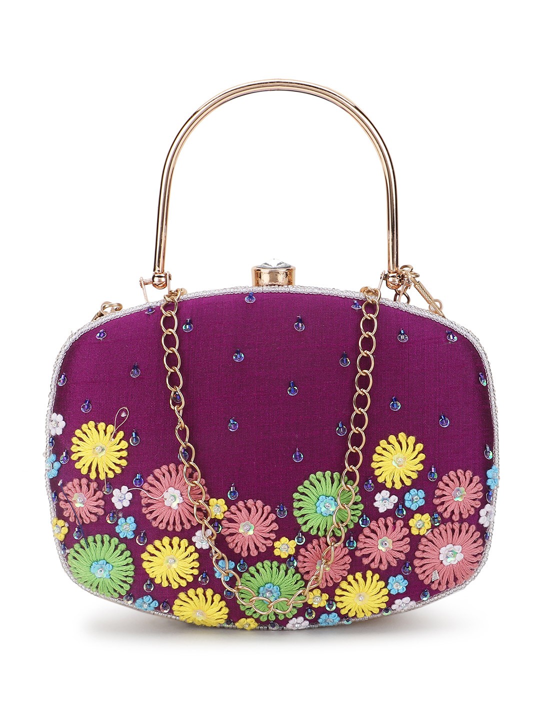 

Spice Art Purple & Blue Embellished Box Clutch