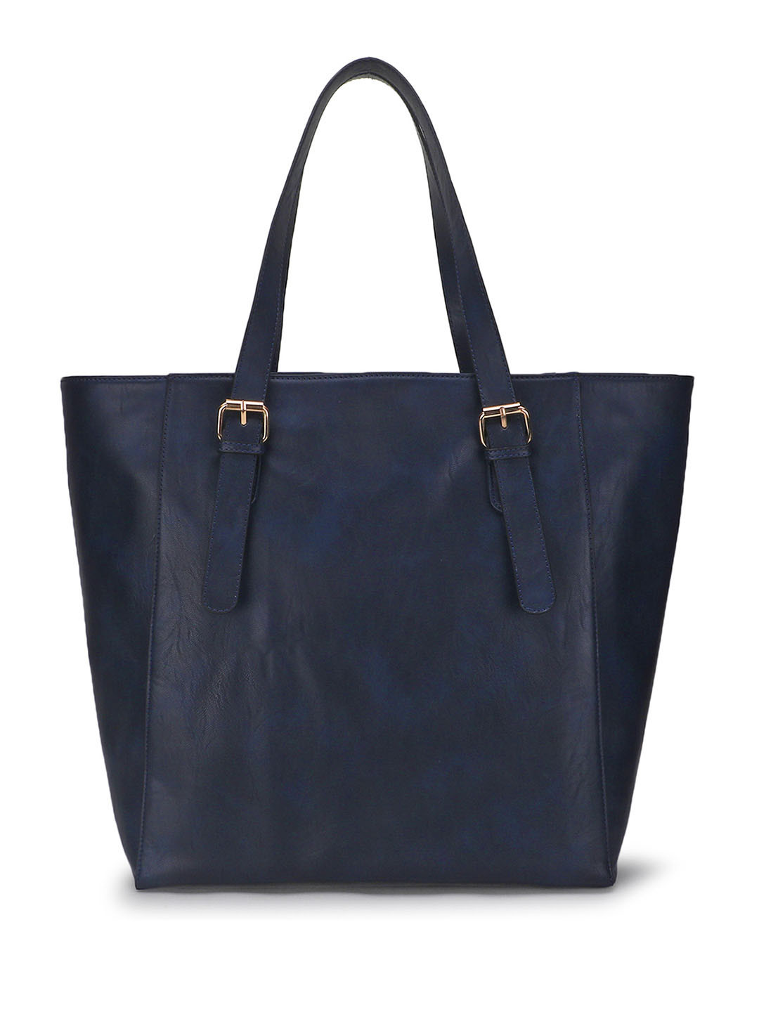 

Spice Art Navy Blue PU Oversized Structured Tote Bag