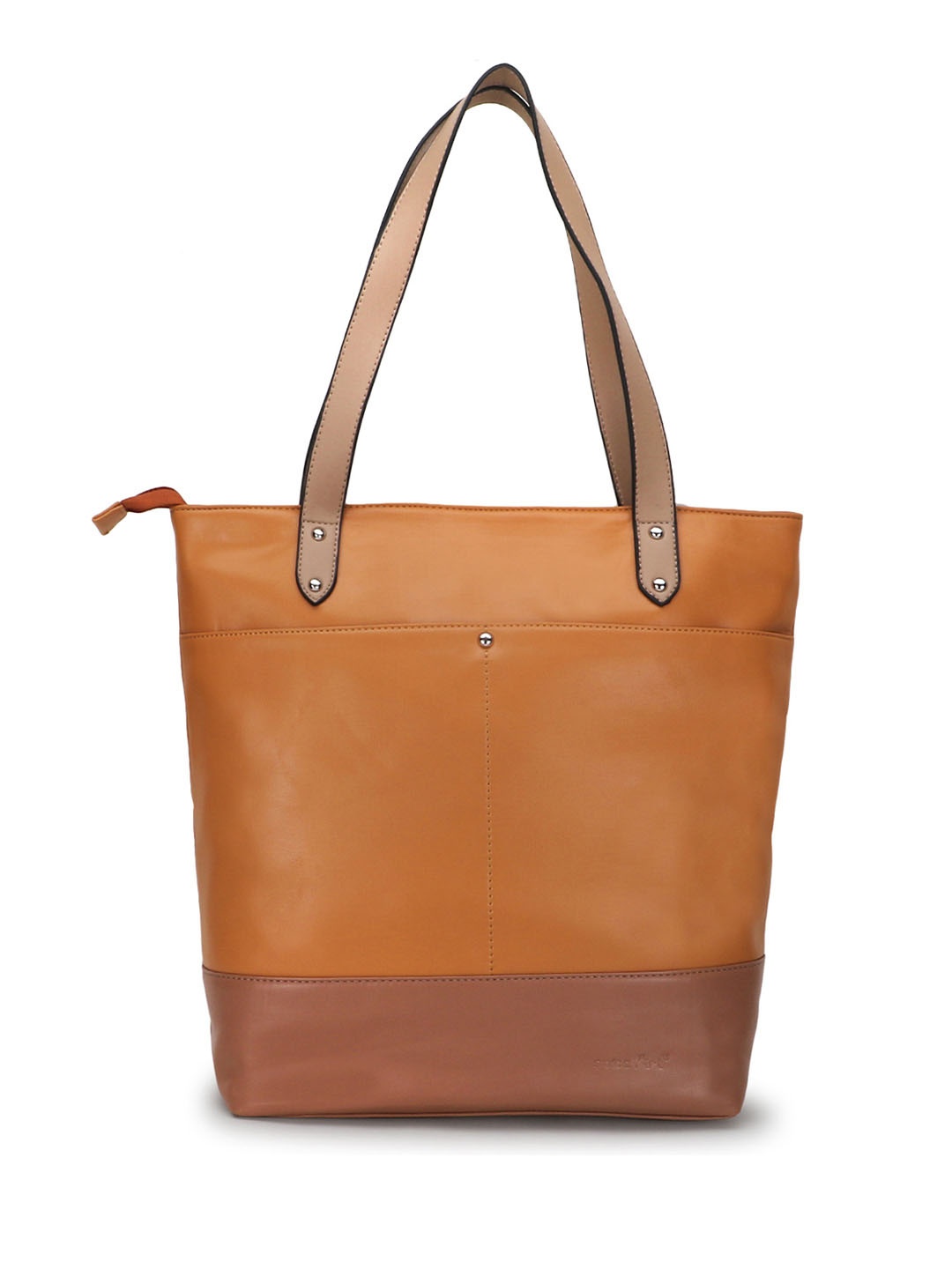 

Spice Art Tan Colourblocked PU Structured Shoulder Bag