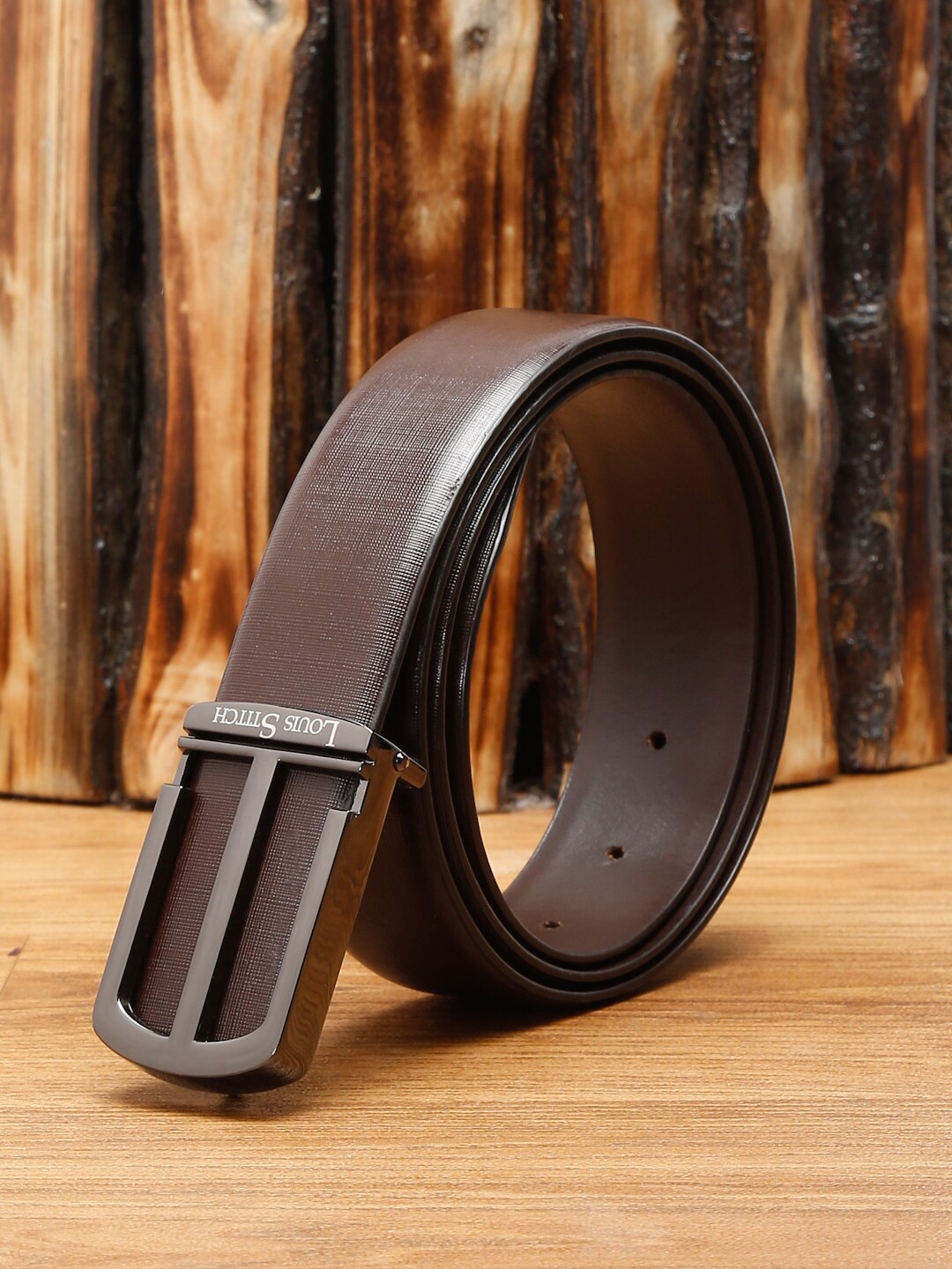 

LOUIS STITCH Men Brown Leather Formal Belt