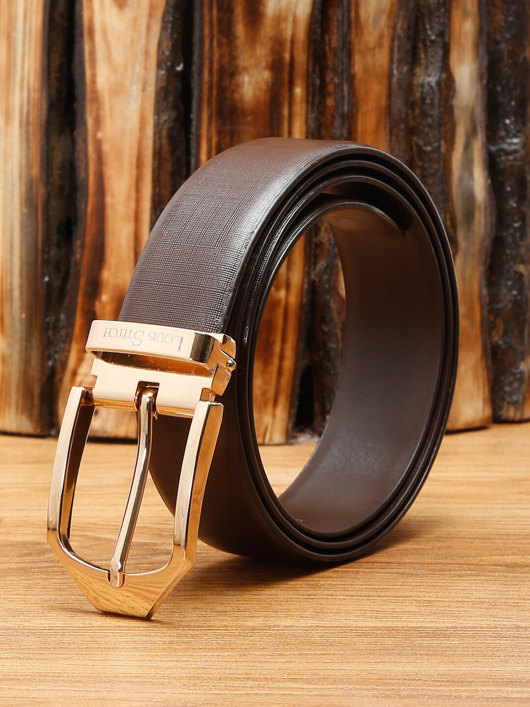 

LOUIS STITCH Men Brown Textured Leather Formal Belt