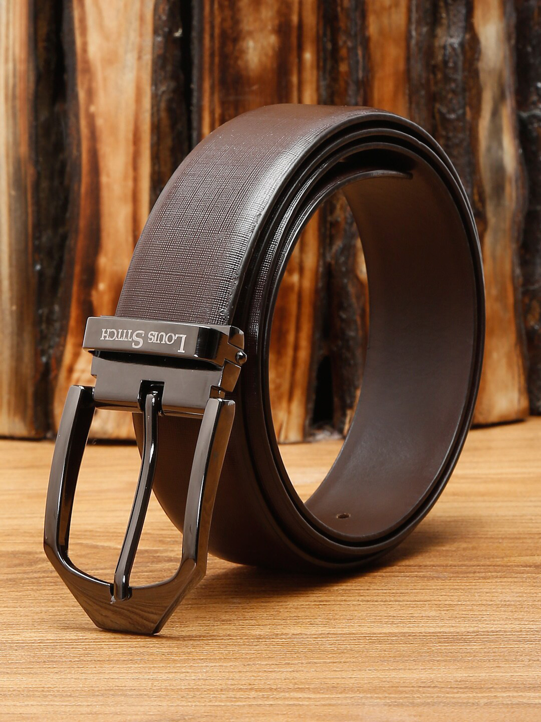 

LOUIS STITCH Men Brown Textured Leather Formal Belt