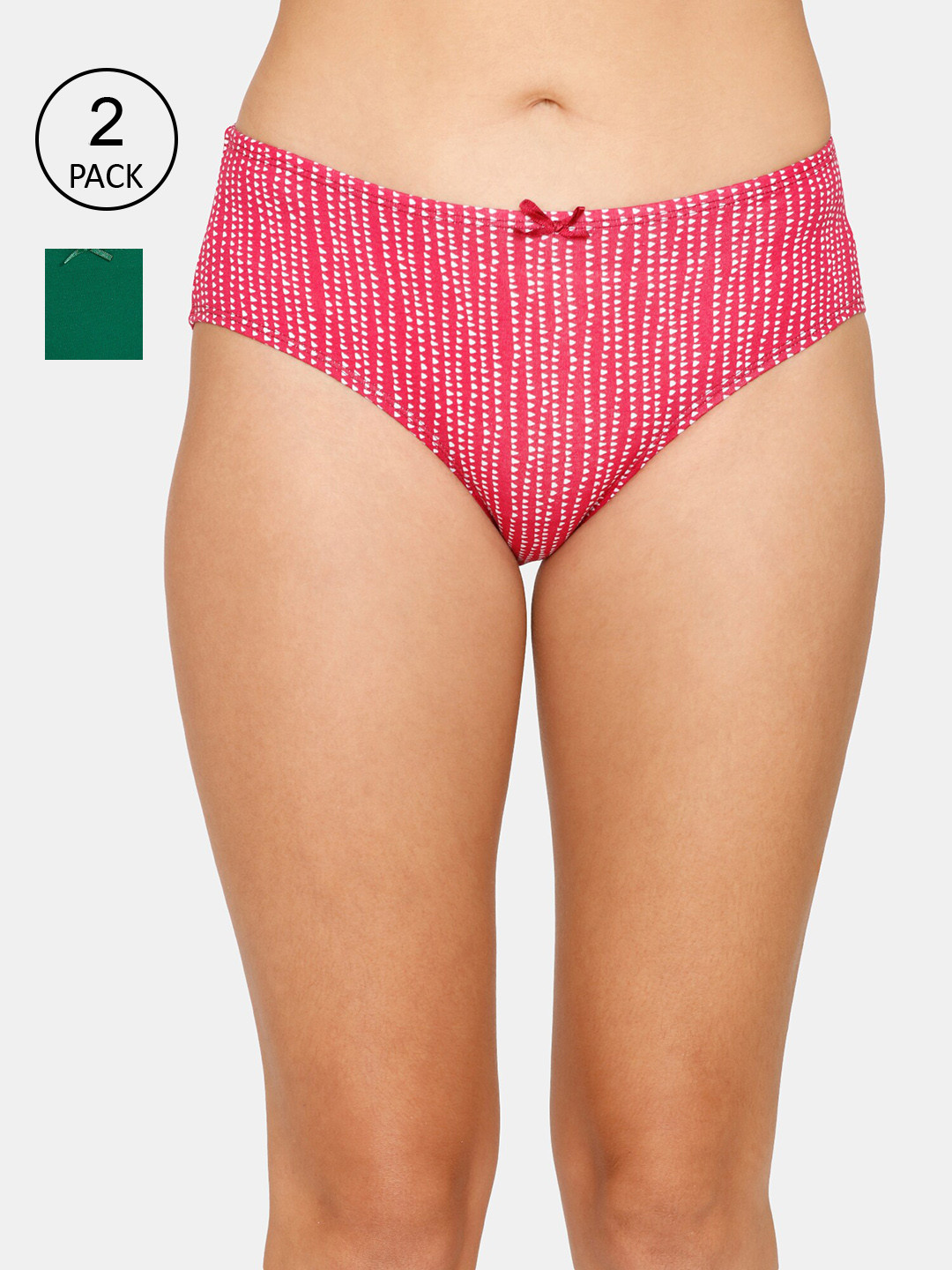 

Zivame Women Pack Of 2 Pure Cotton Hipster Briefs, Green