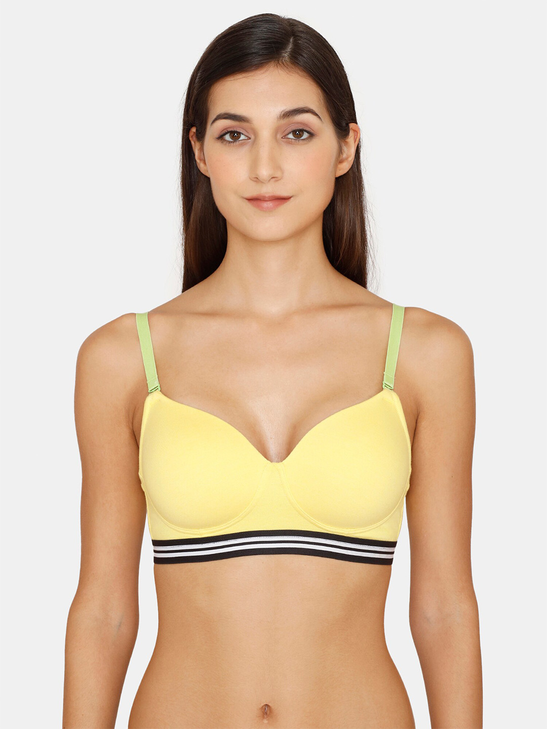 

Zivame Women Yellow & Black Lightly Padded Cotton Bra