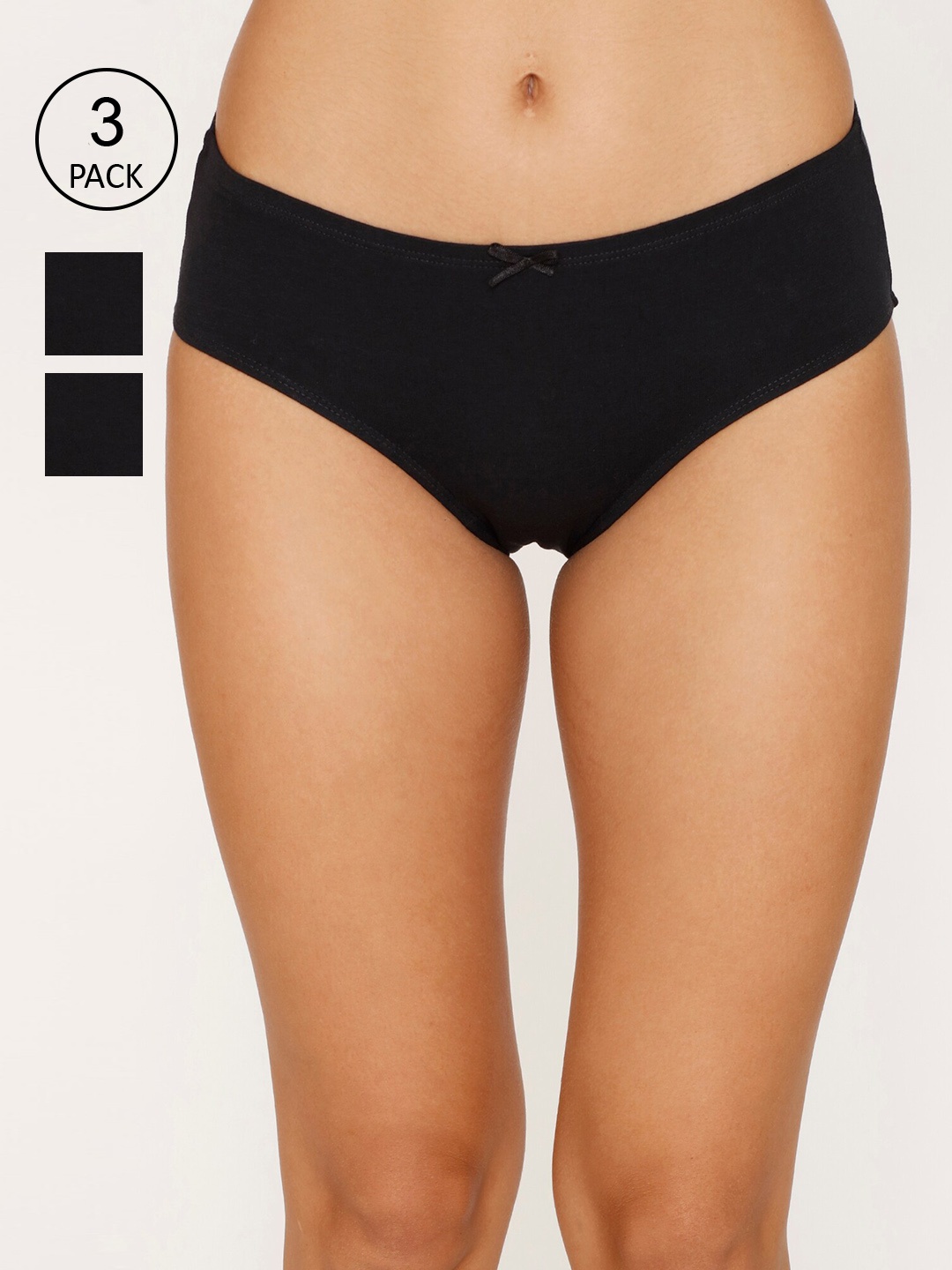 

Zivame Women Pack of 3 Black Solid Hipster Briefs