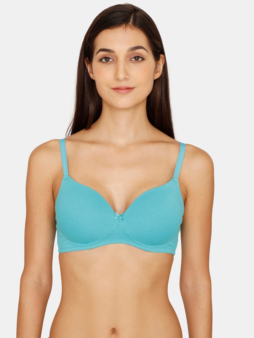 

Zivame Beautiful Basics Padded Non Wired 3/4Th Coverage T-Shirt Bra - Baltic, Blue