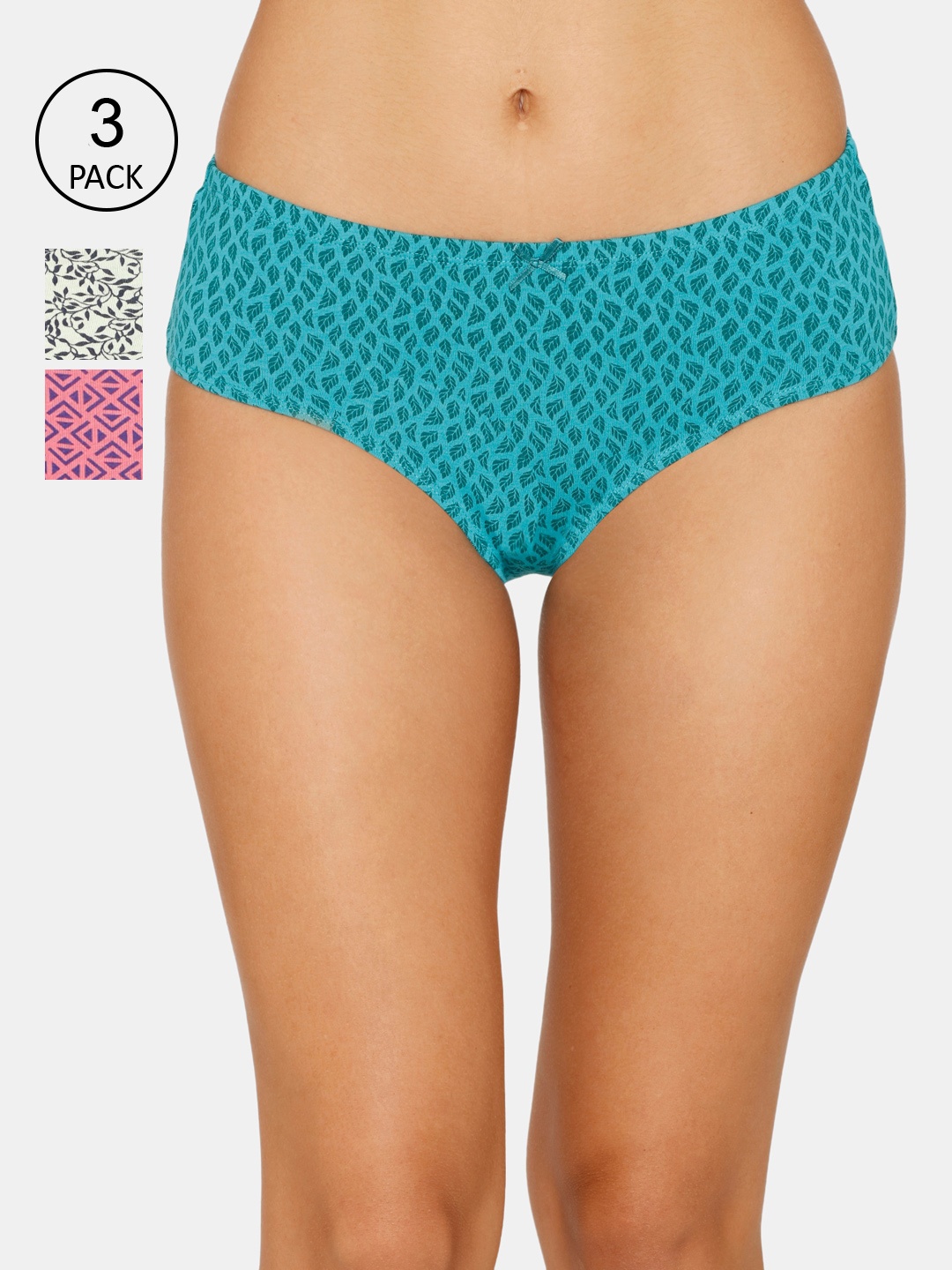 

Zivame Women Pack Of 3 Printed Hipster Briefs, Pink