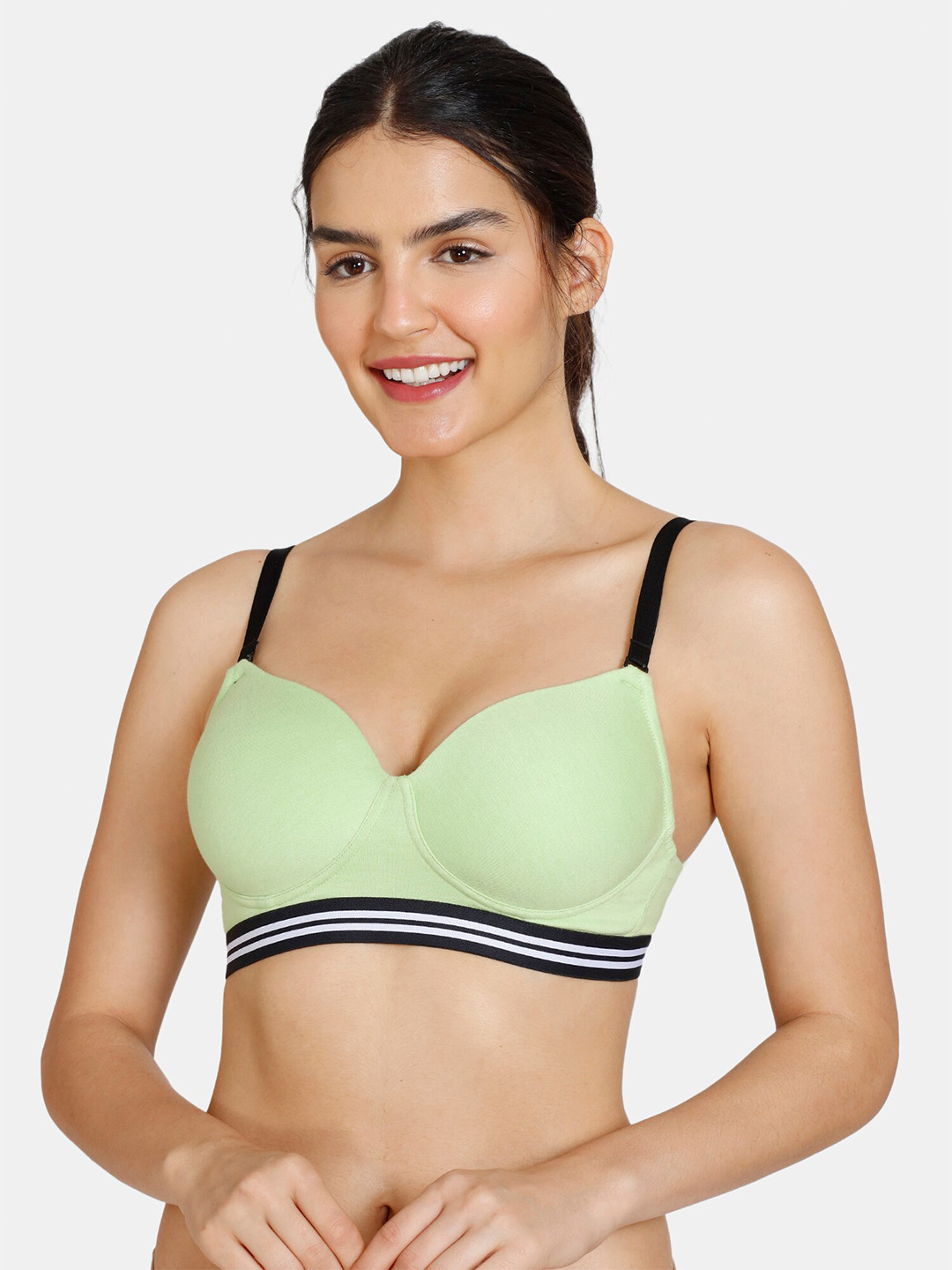 

Zivame Green & Black Heavily Padded T-Shirt Bra