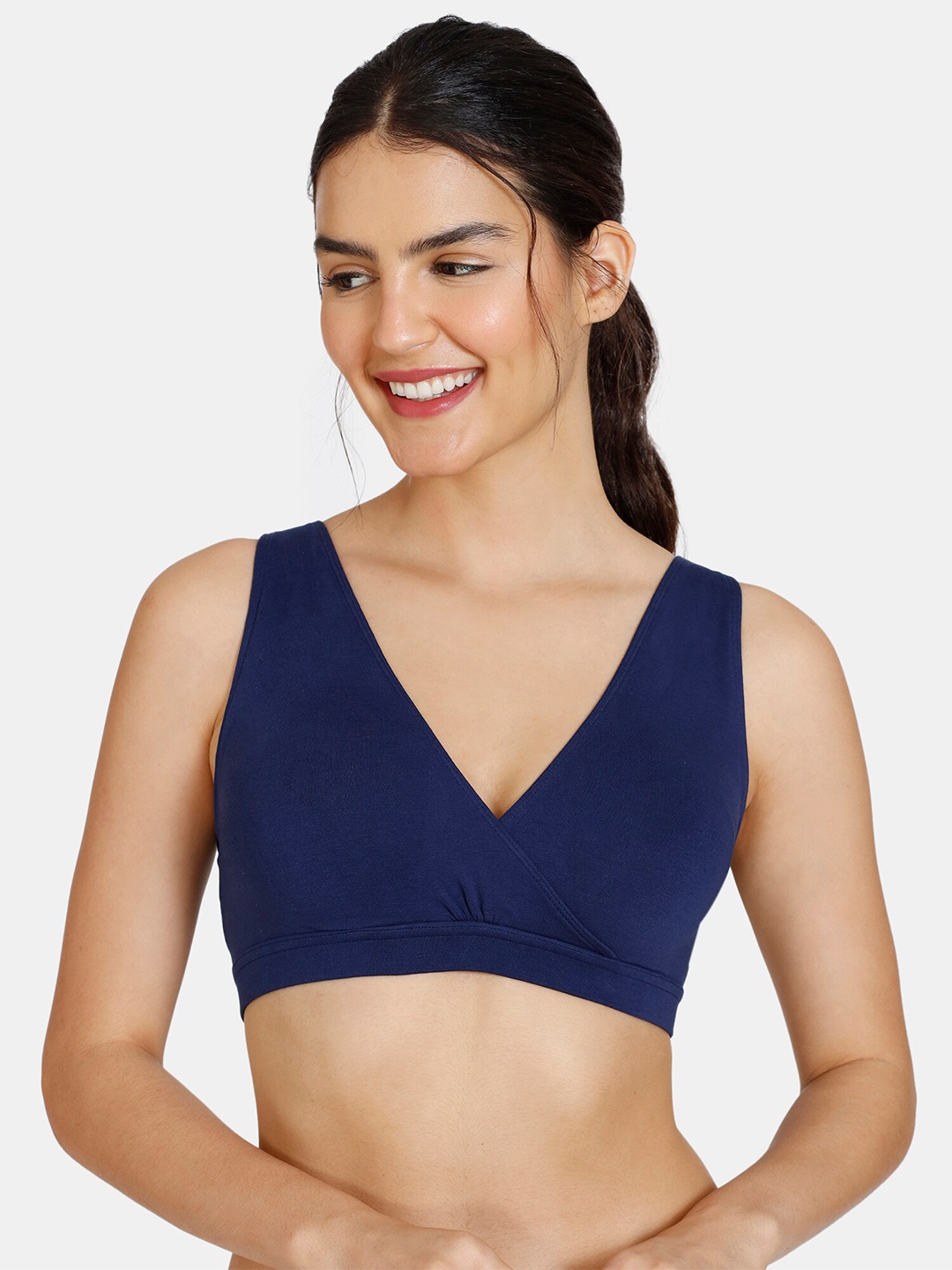 

Zivame Blue Solid Non Wired Non Padded Slip On Bra ZI10RSCORECBLUE