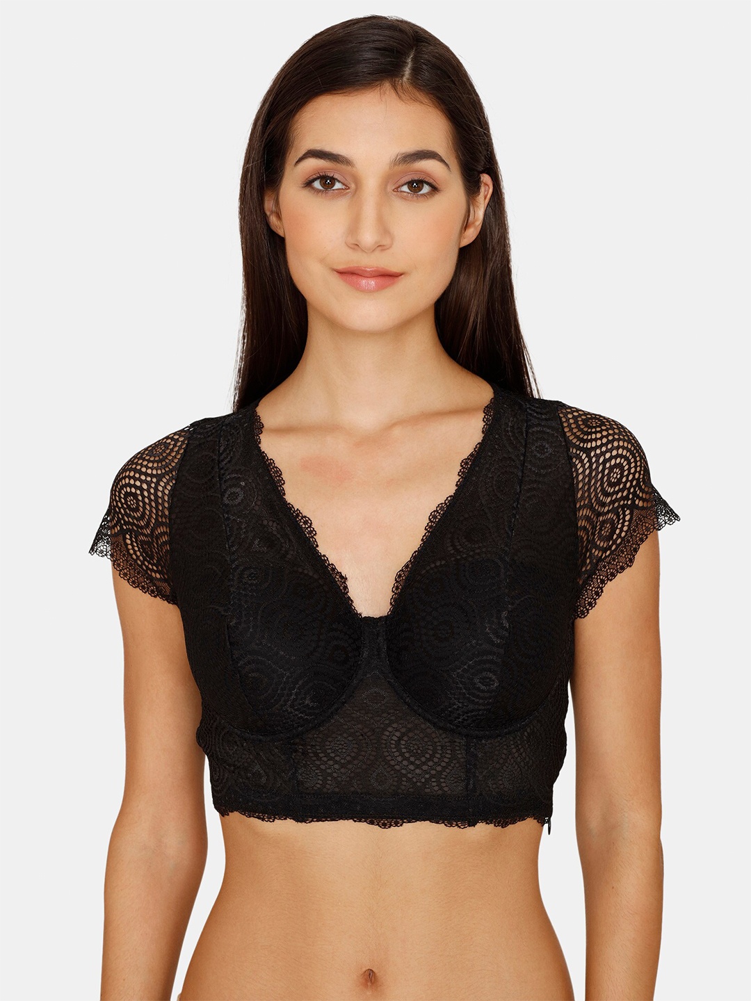 

Zivame Black Floral Underwired & Lightly Padded Bralette Bra