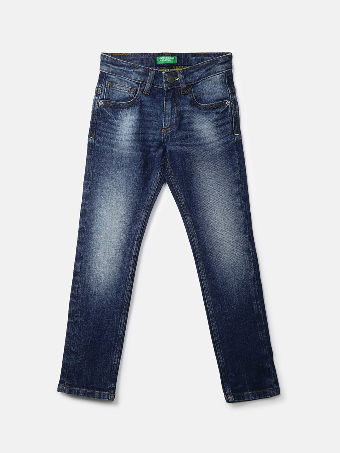 

United Colors of Benetton Boys Blue Slim Fit Heavy Fade Jeans