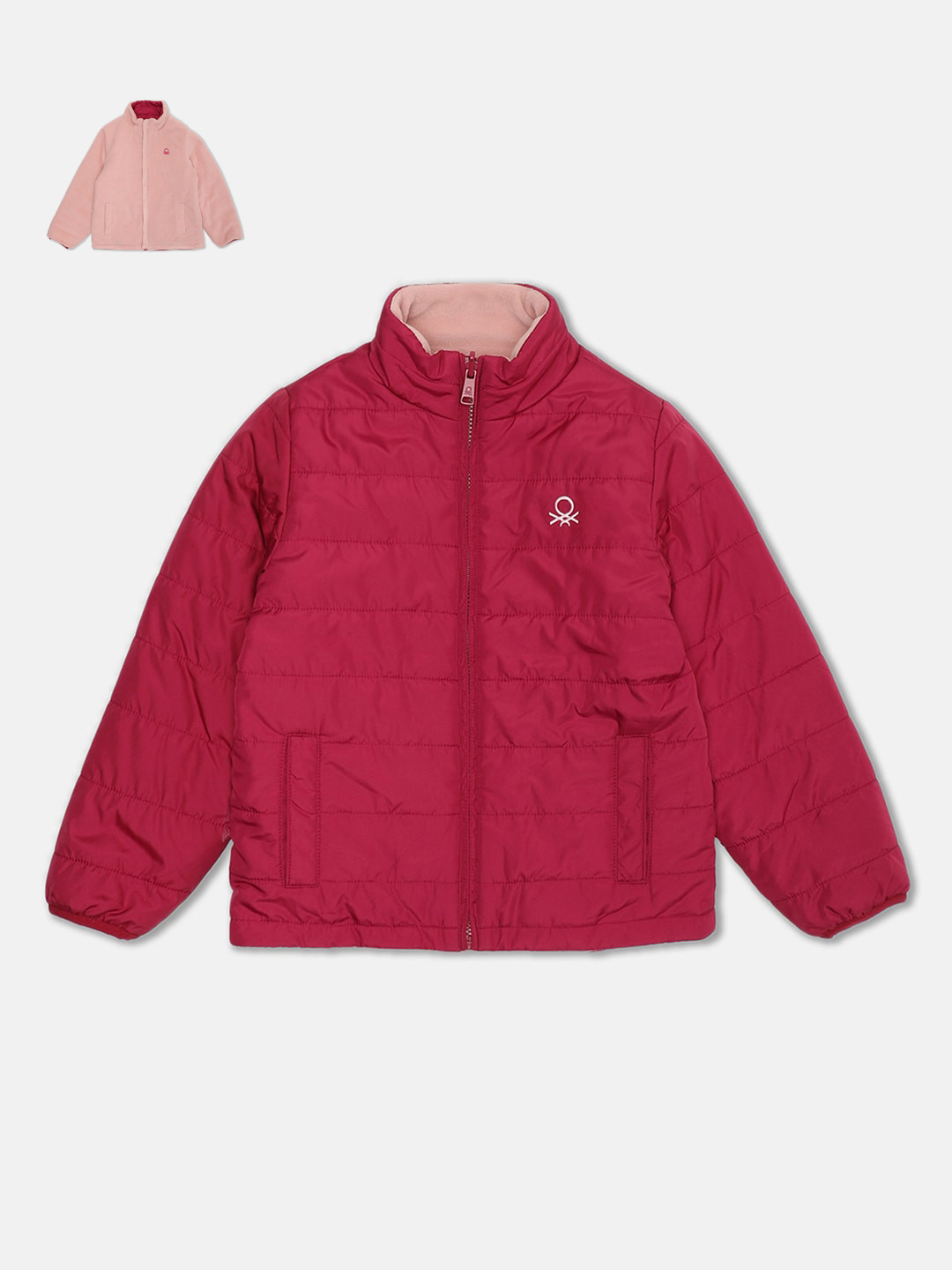 

United Colors of Benetton Unisex Kids Pink Reversible Padded Jacket