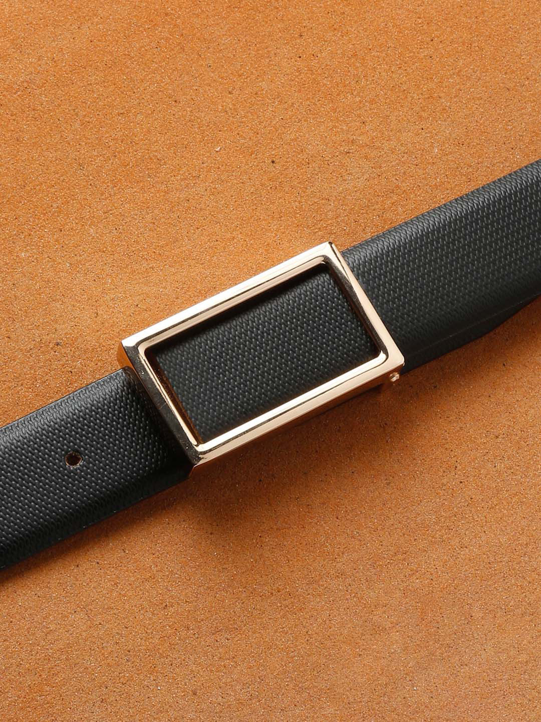 

LOUIS STITCH Men Black Leather Formal Belt