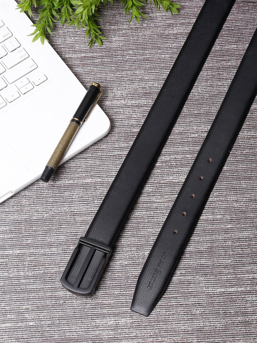 

LOUIS STITCH Men Black Leather Formal Belt