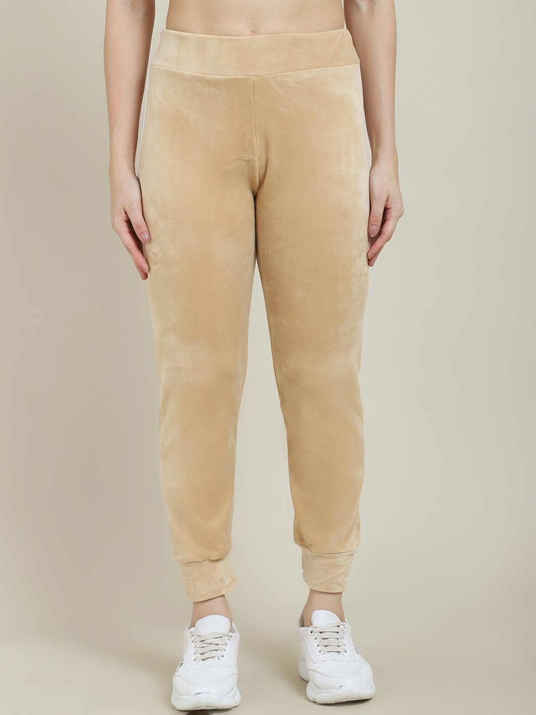 

Miaz Lifestyle Women Beige Solid Relaxed-Fit Velvet Joggers