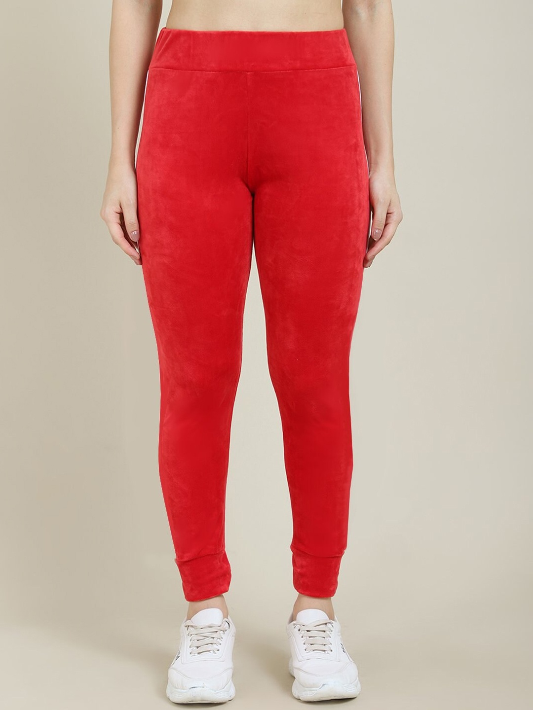 

Miaz Lifestyle Women Red Solid Velvet Joggers