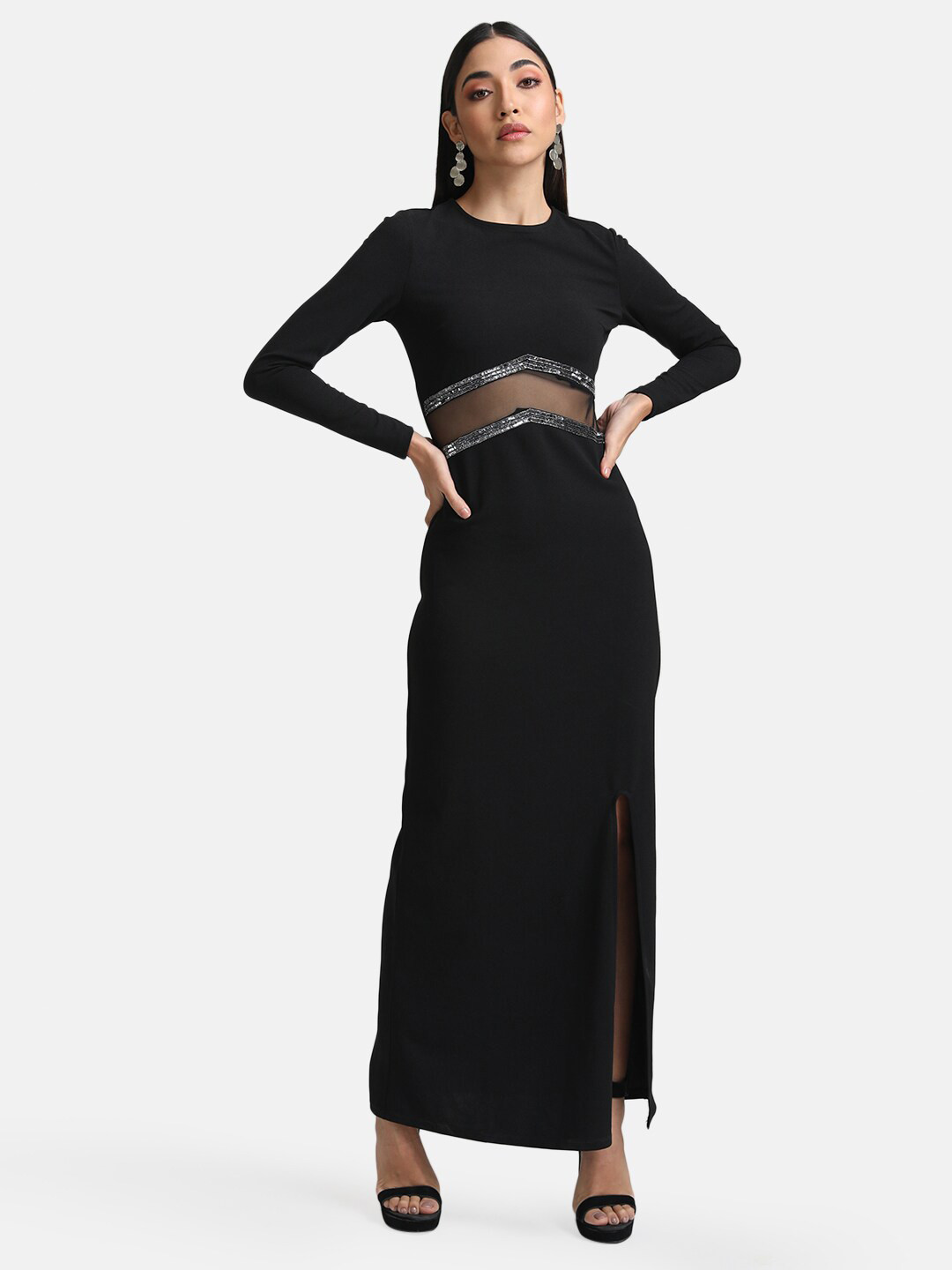 

Kazo Women Black Embellished Maxi Maxi Dress