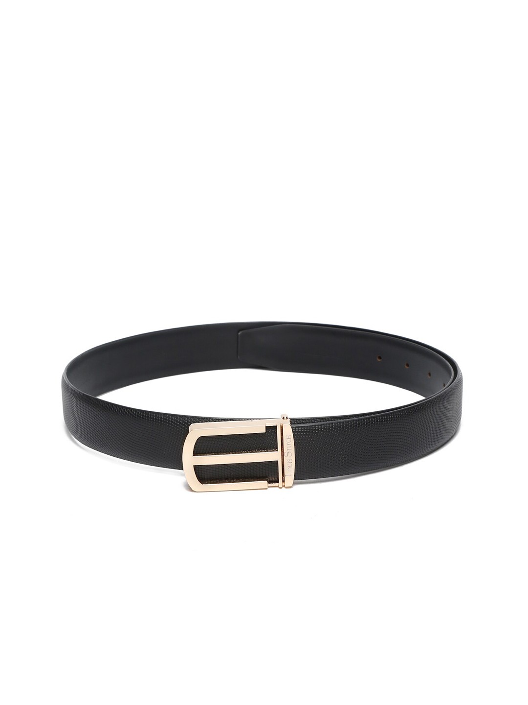 

LOUIS STITCH Men Black Textured Leather Formal Belt