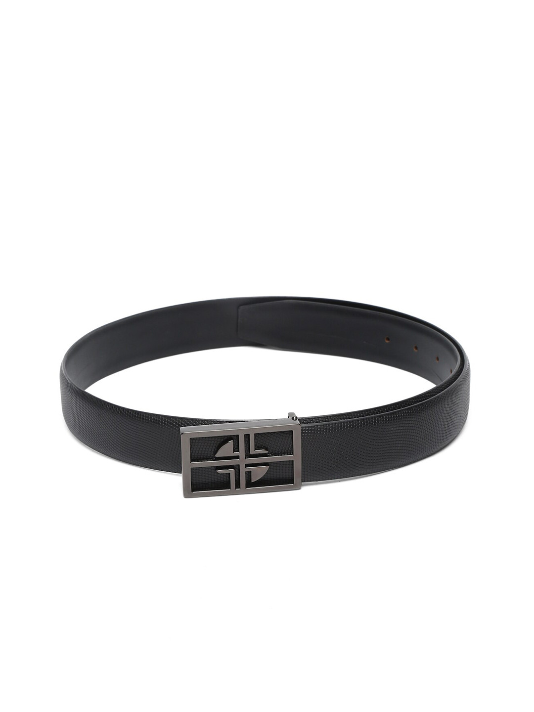 

LOUIS STITCH Men Black Textured Leather Formal Belt
