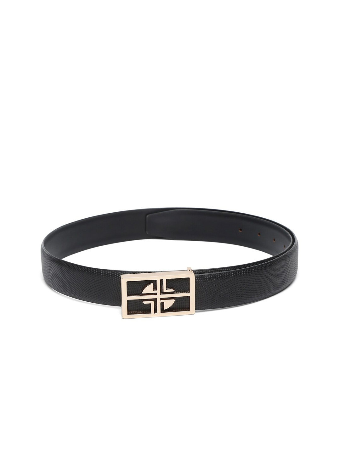 

LOUIS STITCH Men Black Textured Leather Formal Belt