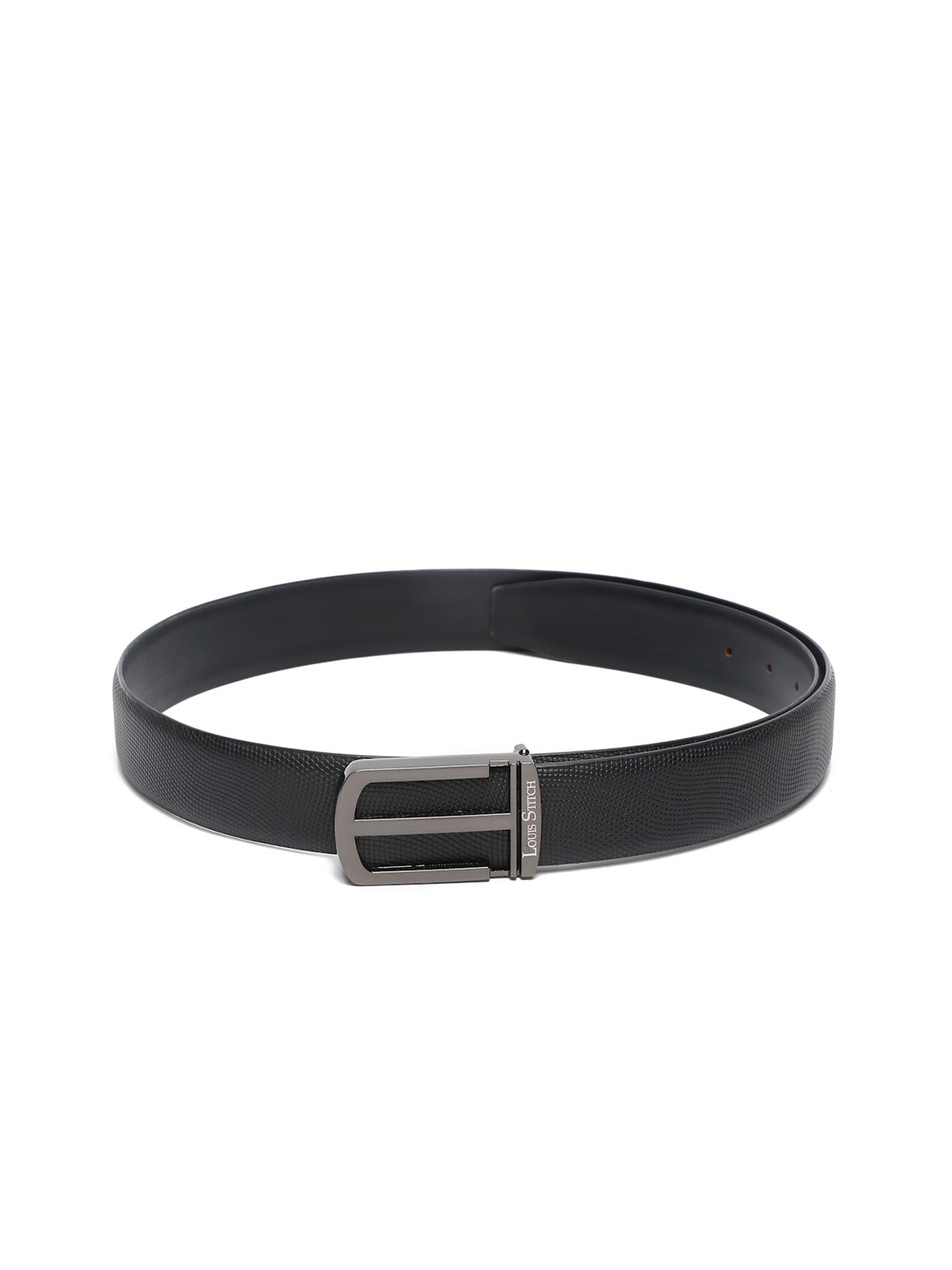 

LOUIS STITCH Men Black Leather Formal Belt